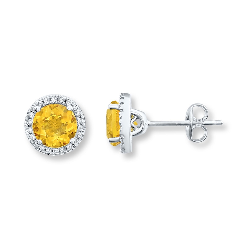 Citrine Earrings Lab-Created Sapphire Sterling Silver