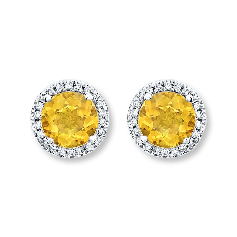 Main Image 2 of Citrine Earrings Lab-Created Sapphire Sterling Silver