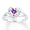 Thumbnail Image 1 of Amethyst Heart Ring 1/20 ct tw Diamonds Sterling Silver