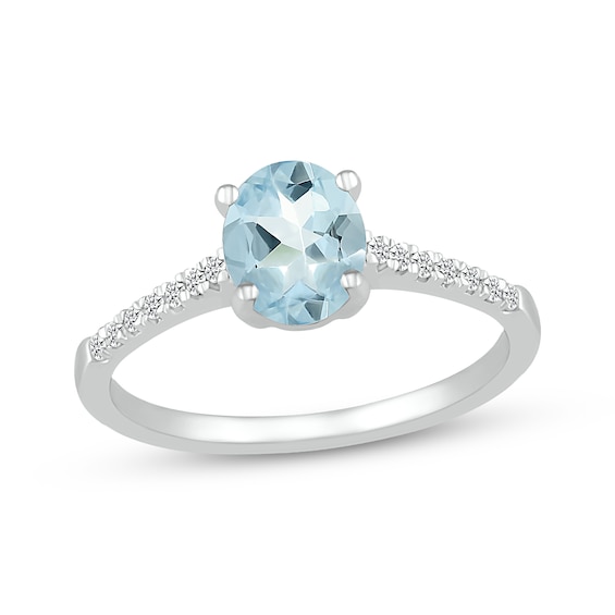 Aquamarine Ring 1/15 ct tw Diamonds Sterling Silver | Kay