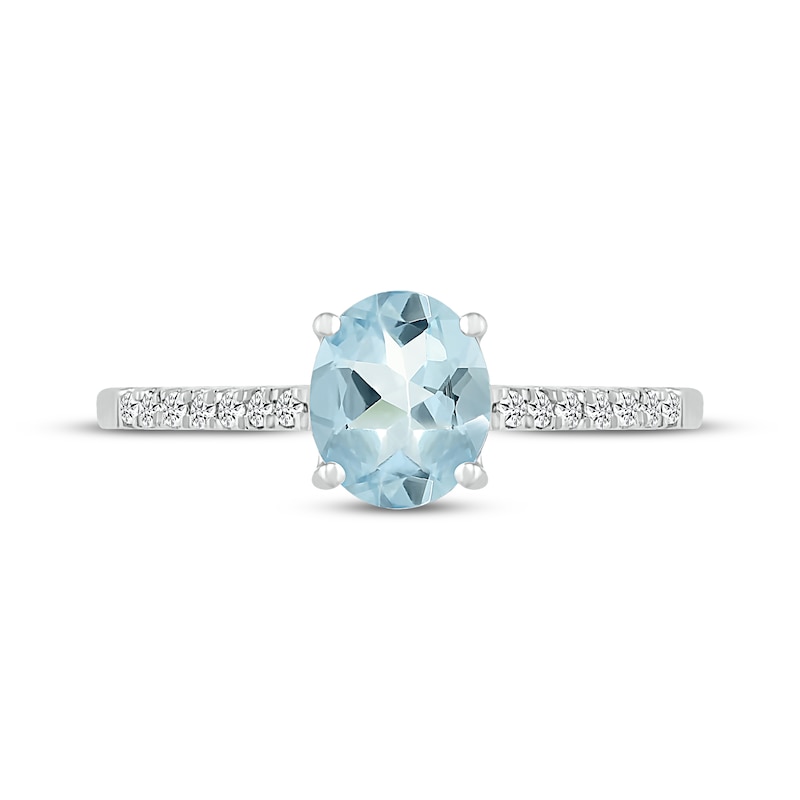 Main Image 2 of Aquamarine Ring 1/15 ct tw Diamonds Sterling Silver
