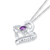 Thumbnail Image 3 of Amethyst Heart Necklace 1/15 ct tw Diamonds Sterling Silver