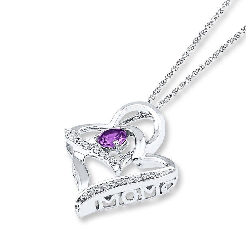 Main Image 3 of Amethyst Heart Necklace 1/15 ct tw Diamonds Sterling Silver