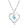 Thumbnail Image 1 of Aquamarine Necklace 1/10 ct tw Diamonds Sterling Silver