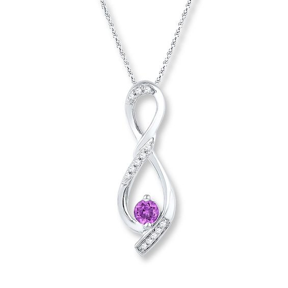 Diamond Infinity Necklace Amethyst Sterling Silver