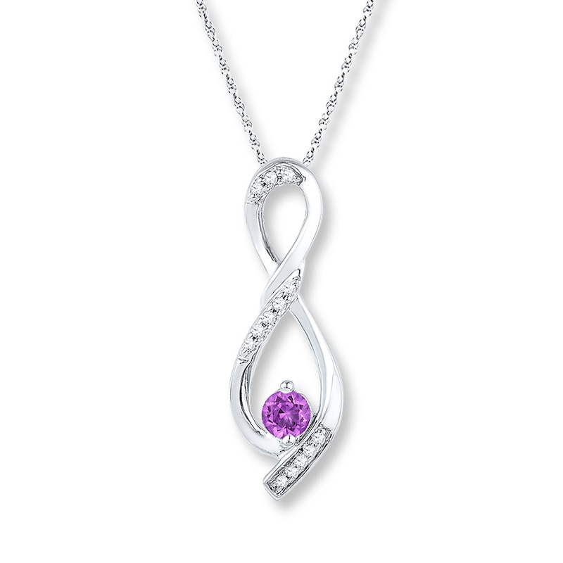 Main Image 1 of Diamond Infinity Necklace Amethyst Sterling Silver