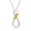 Thumbnail Image 1 of Citrine Infinity Necklace 1/20 ct tw Diamonds Sterling Silver