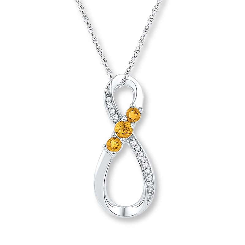 Main Image 1 of Citrine Infinity Necklace 1/20 ct tw Diamonds Sterling Silver