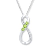 Thumbnail Image 1 of Peridot Infinity Necklace 1/20 ct tw Diamonds Sterling Silver