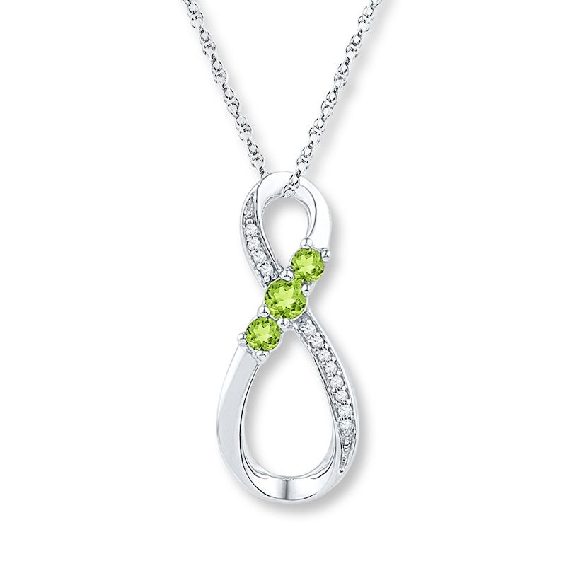 Main Image 1 of Peridot Infinity Necklace 1/20 ct tw Diamonds Sterling Silver