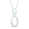 Thumbnail Image 1 of Diamond Infinity Necklace Aquamarine Sterling Silver