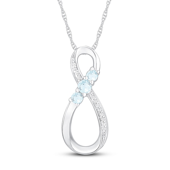 Diamond Infinity Necklace Aquamarine Sterling Silver | Kay