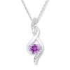 Thumbnail Image 1 of Amethyst Necklace Diamond Accents Sterling Silver