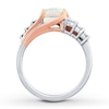 Thumbnail Image 1 of Lab-Created Opal Ring Diamond Accents Sterling Silver/10K Rose Gold