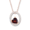 Thumbnail Image 0 of Lab-Created Garnet 1/10 ct tw Diamonds 10K Rose Gold Necklace