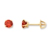 Children's Stud Earrings Red Cubic Zirconia 14K Yellow Gold