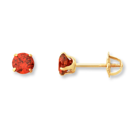Children's Stud Earrings Cubic Zirconia 14K Yellow Gold