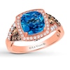 Le Vian Blue Topaz Ring 3/8 ct tw Diamonds 14K Strawberry Gold
