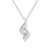Thumbnail Image 0 of Aquamarine Necklace Diamond Accents Sterling Silver