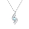 Thumbnail Image 1 of Aquamarine Necklace Diamond Accents Sterling Silver