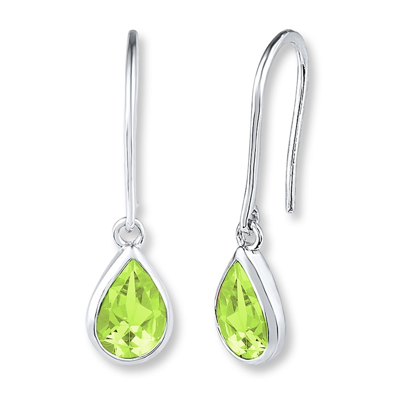 Main Image 1 of Peridot Earrings 10K White Gold