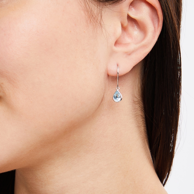 Main Image 2 of Aquamarine Earrings 10K White Gold