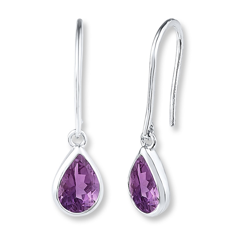 Main Image 1 of Amethyst Earrings 10K White Gold