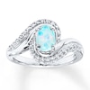Thumbnail Image 1 of Lab-Created Opal Ring Lab-Created Sapphires Sterling Silver
