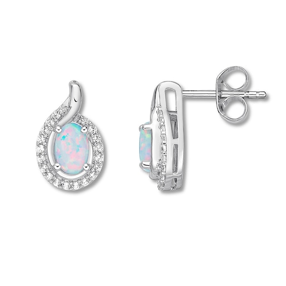 Kay Lab-Created Opal & Lab-Created White Sapphire Earrings