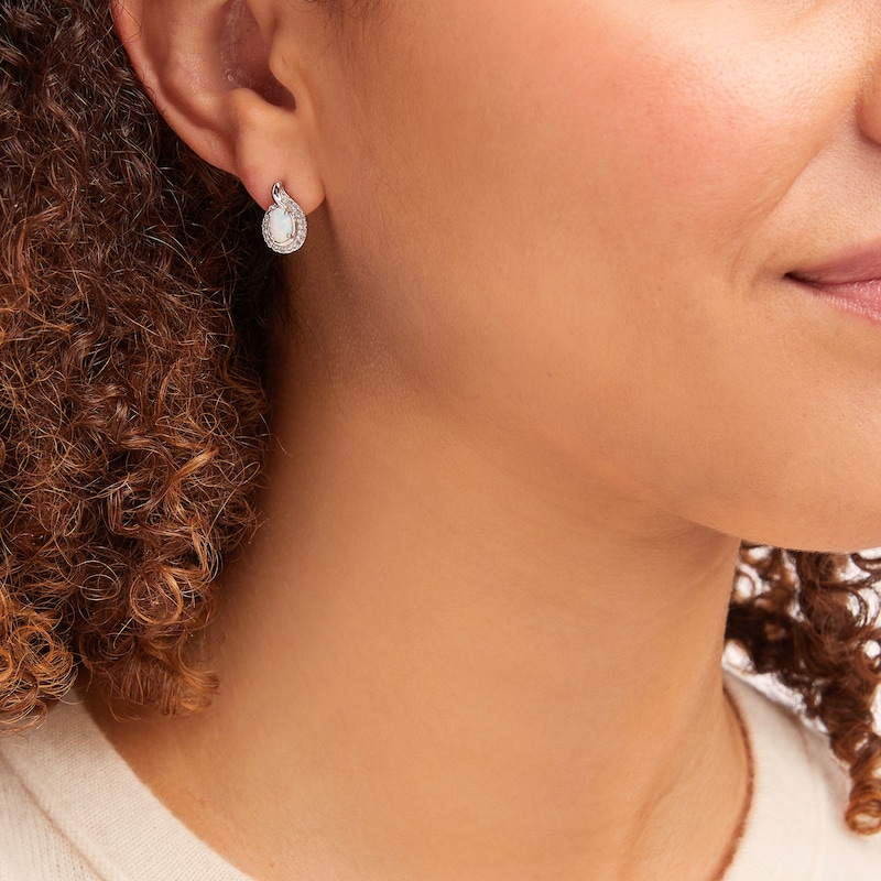 Lab-Created Opal & Lab-Created White Sapphire Earrings