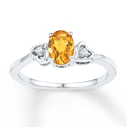 Citrine Ring Diamond Accents Sterling Silver