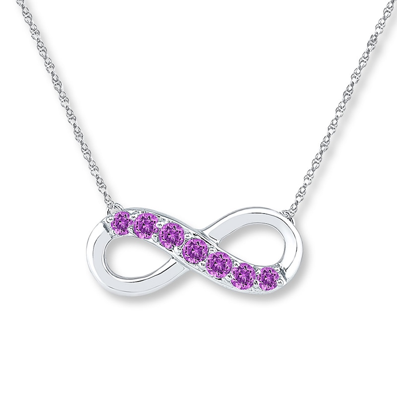 Infinity Necklace Amethysts 10K White Gold