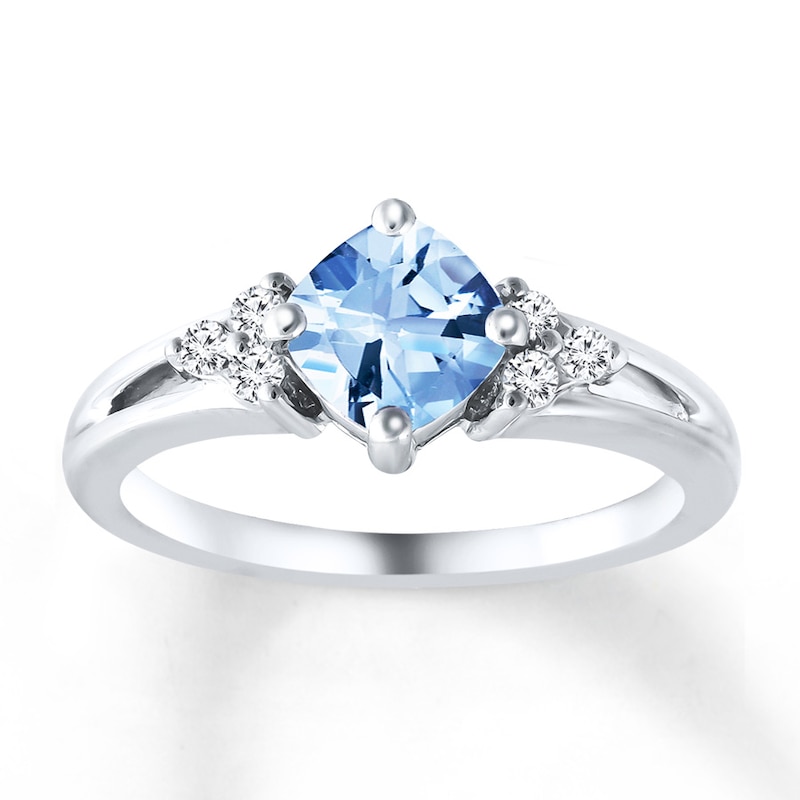 Aquamarine Ring White Topaz Sterling Silver | Kay