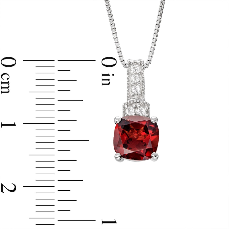 Main Image 2 of Garnet Necklace White Topaz Sterling Silver