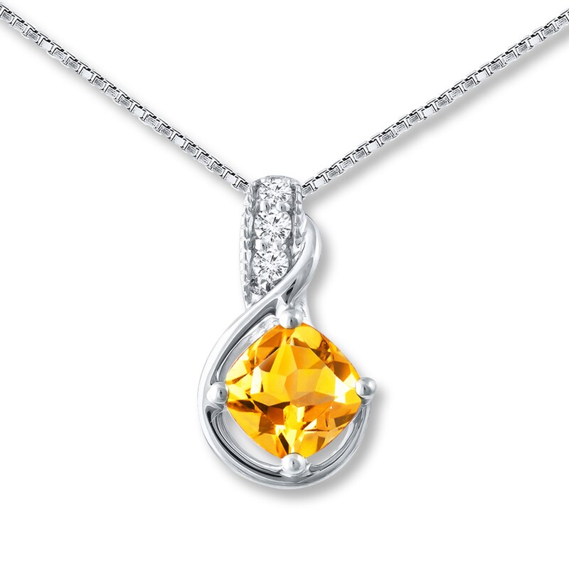 Citrine Necklace White Topaz Sterling Silver