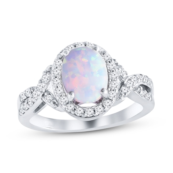 Lab-Created Opal Ring Lab-Created Sapphires Sterling Silver | Kay