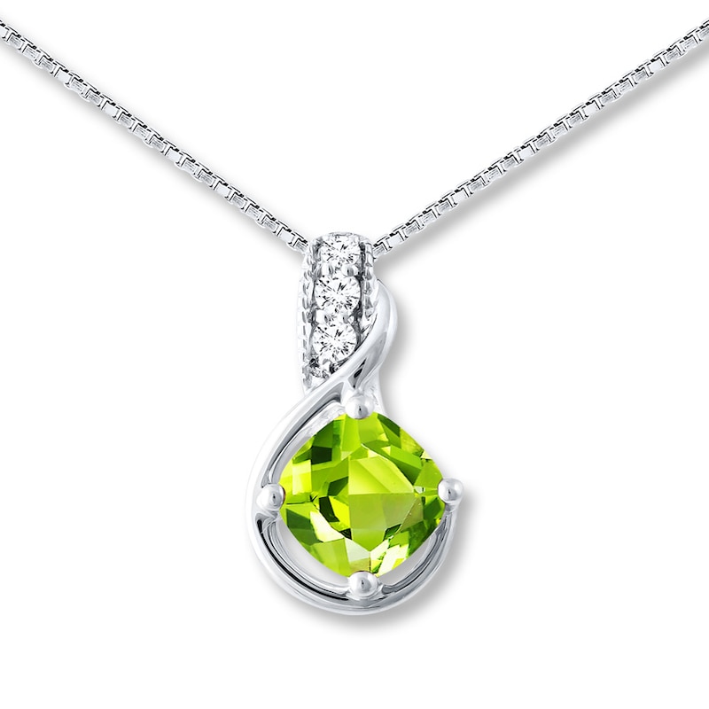 Main Image 1 of Peridot Necklace White Topaz Sterling Silver