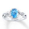 Thumbnail Image 1 of Blue Topaz Ring Diamond Accents Sterling Silver