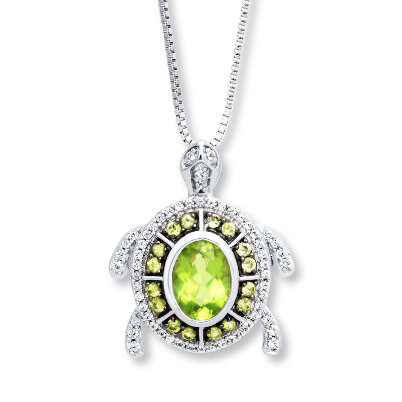 Peridot Turtle Necklace in Sterling Silver