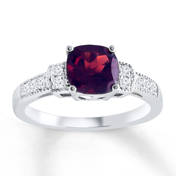 Garnet Ring White Topaz Sterling Silver