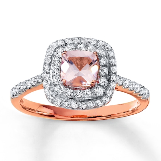 Morganite Ring Natural Topaz 10K Rose Gold