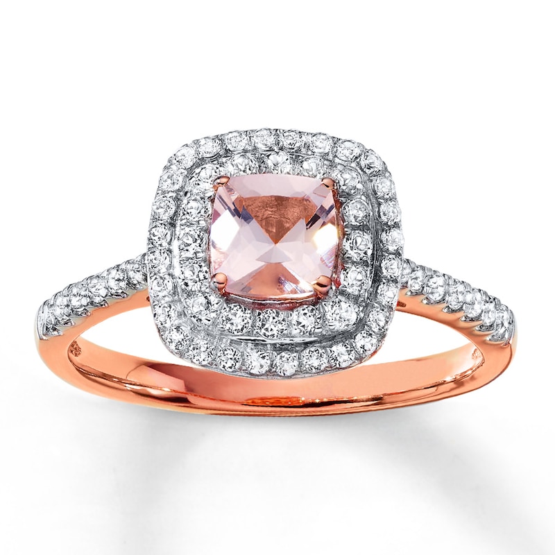 Morganite Ring Natural Topaz 10K Rose Gold