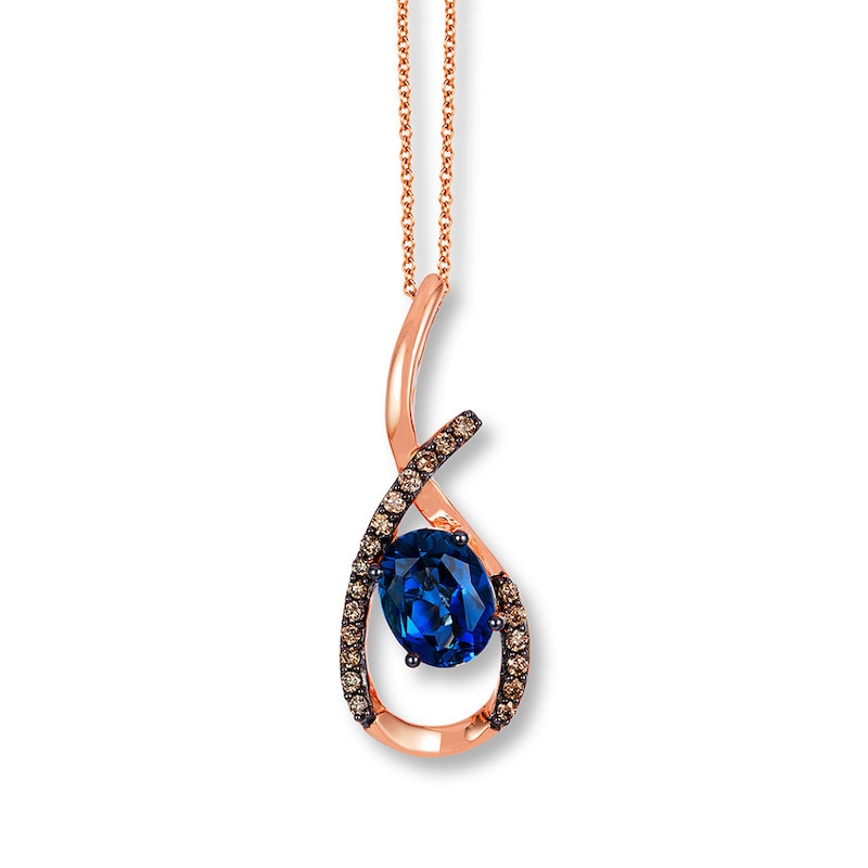 Le Vian Blue Topaz 1/5 ct tw Diamonds 14K Gold Necklace