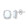 Thumbnail Image 0 of Lab-Created Opal Earrings 1/5 ct tw Diamonds Sterling Silver