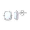 Thumbnail Image 1 of Lab-Created Opal Earrings 1/5 ct tw Diamonds Sterling Silver