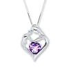Thumbnail Image 1 of Necklace for Mom Amethyst & Diamond Sterling Silver