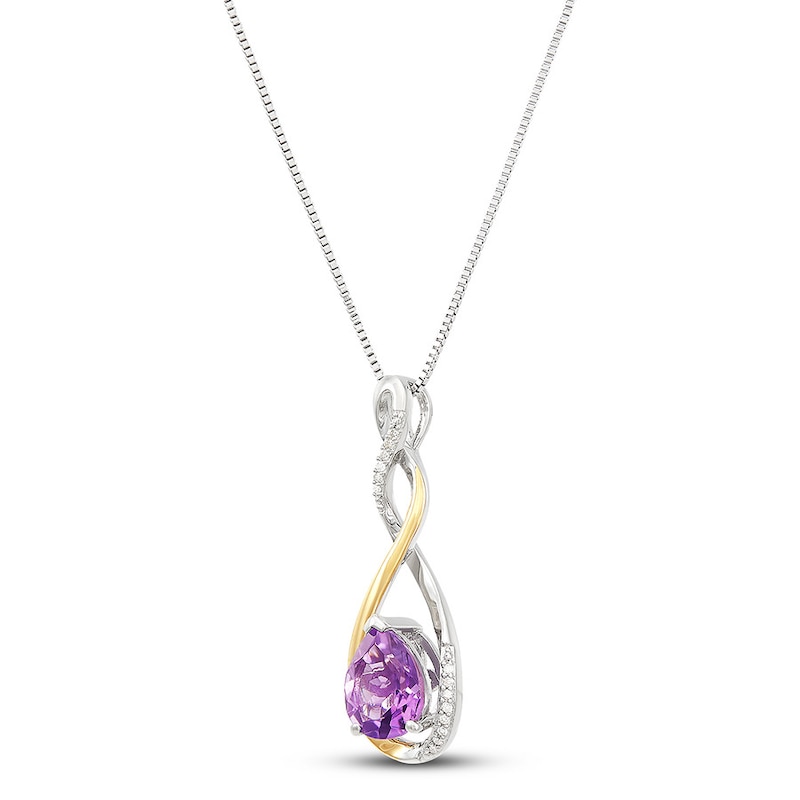 Amethyst Necklace 1/20 ct tw Diamonds Sterling Silver/10K Gold