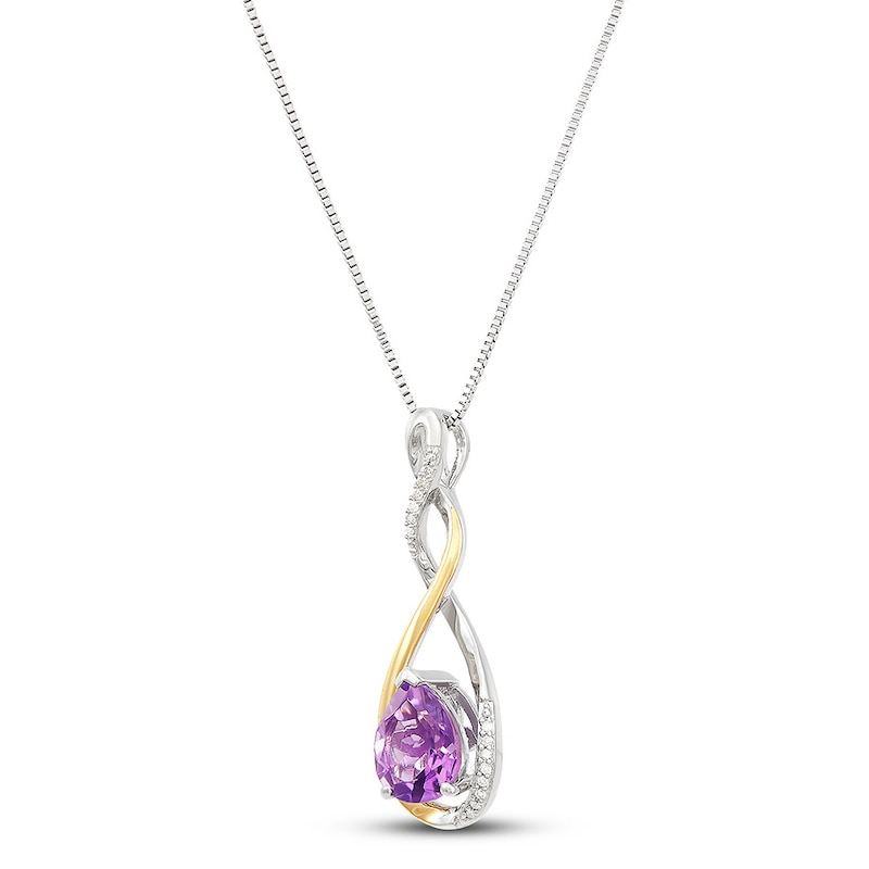 Main Image 2 of Amethyst Necklace 1/20 ct tw Diamonds Sterling Silver/10K Gold