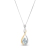 Thumbnail Image 0 of Aquamarine Necklace 1/20 cttw Diamonds Sterling Silver/10K Gold