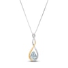 Thumbnail Image 1 of Aquamarine Necklace 1/20 cttw Diamonds Sterling Silver/10K Gold